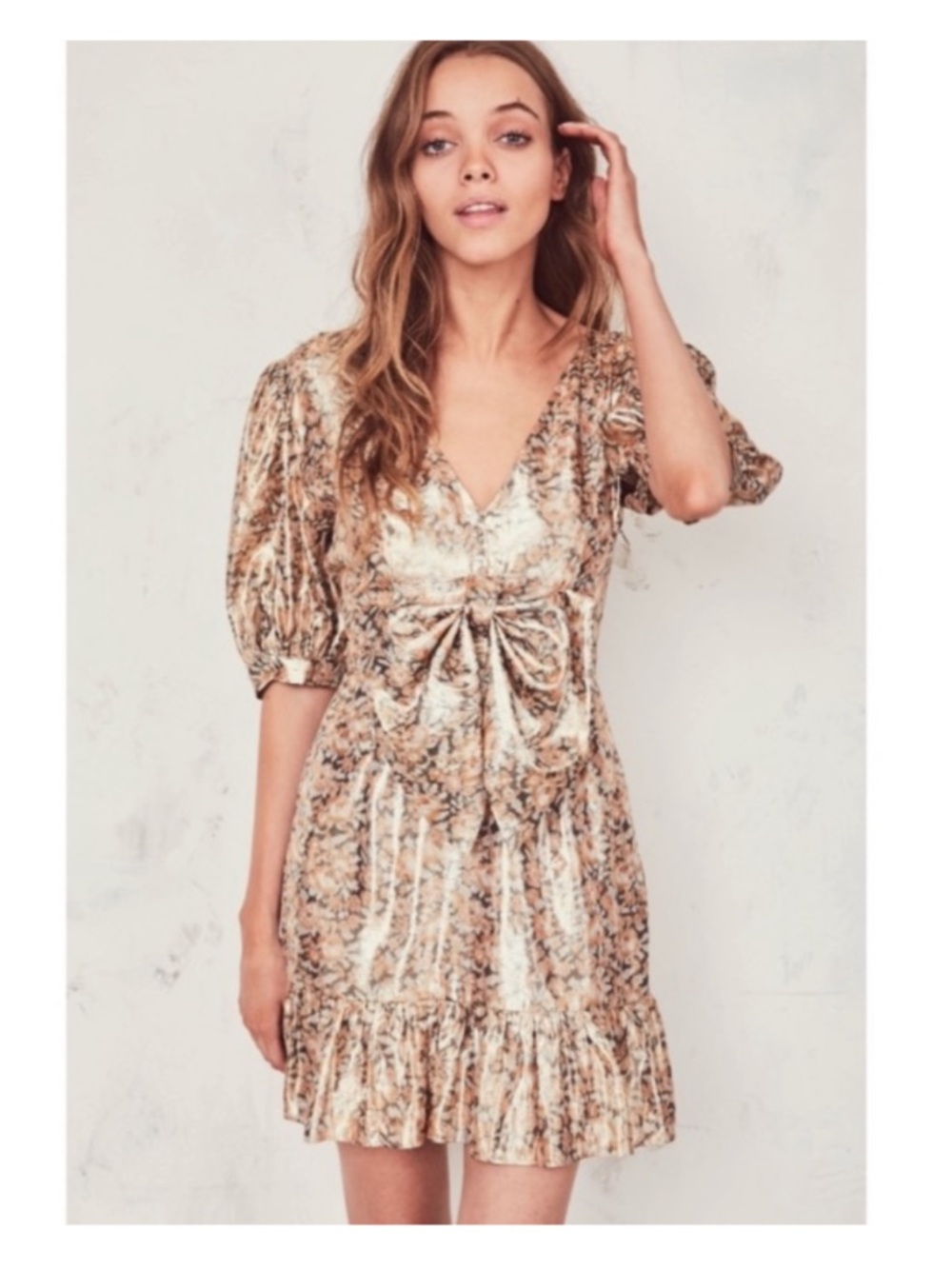 Love Shack Fancy Lena Silk Gold Floral Mini dress!